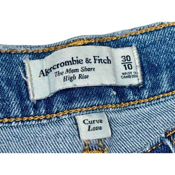 Abercrombie & Fitch Curve Love Mom Short High Rise Blue Jean Shorts Womens 30 10 - Picture 3 of 6